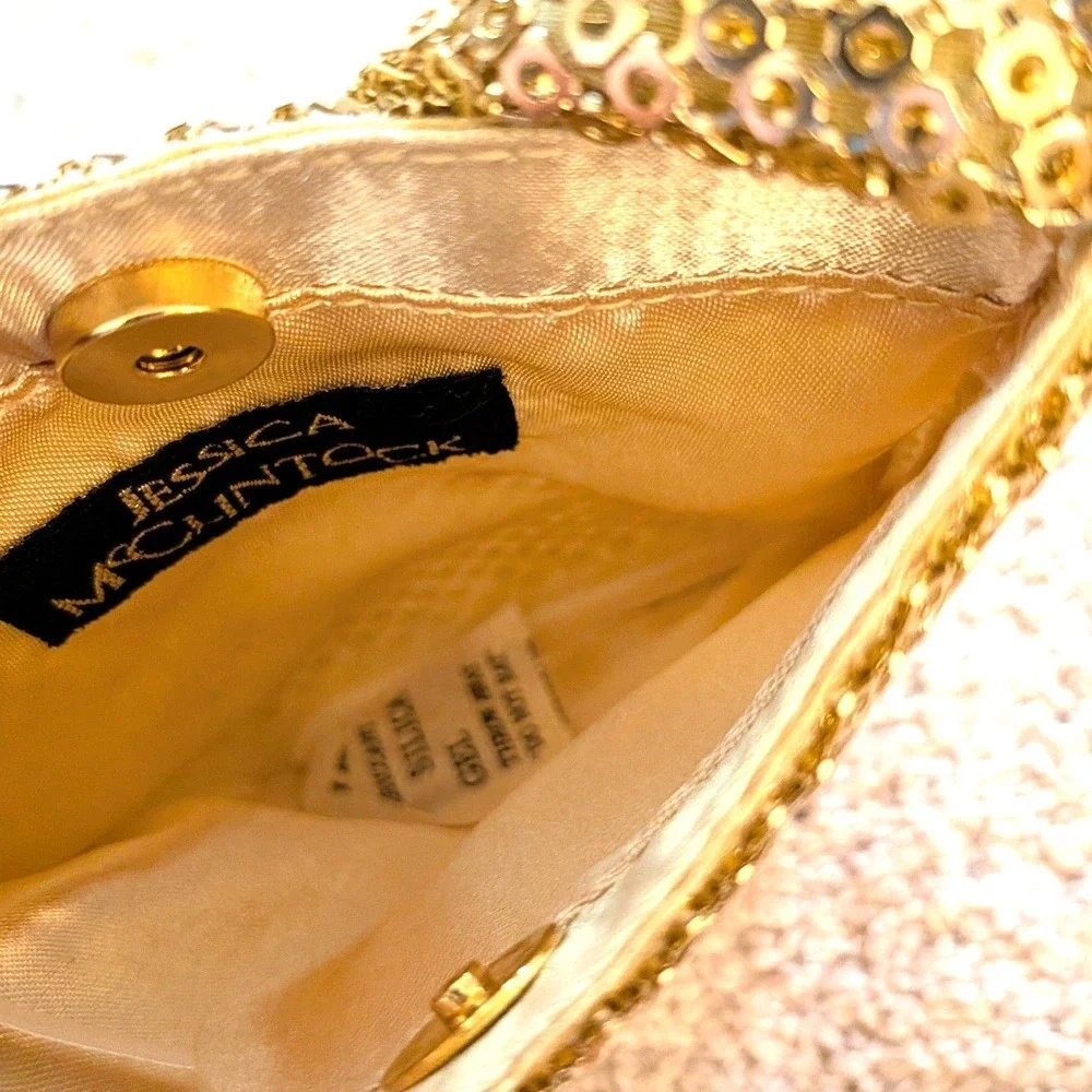 NWOT‎ Jessica McClintock Gold Metal Mesh Square Mini Evening Bag Handle Purse